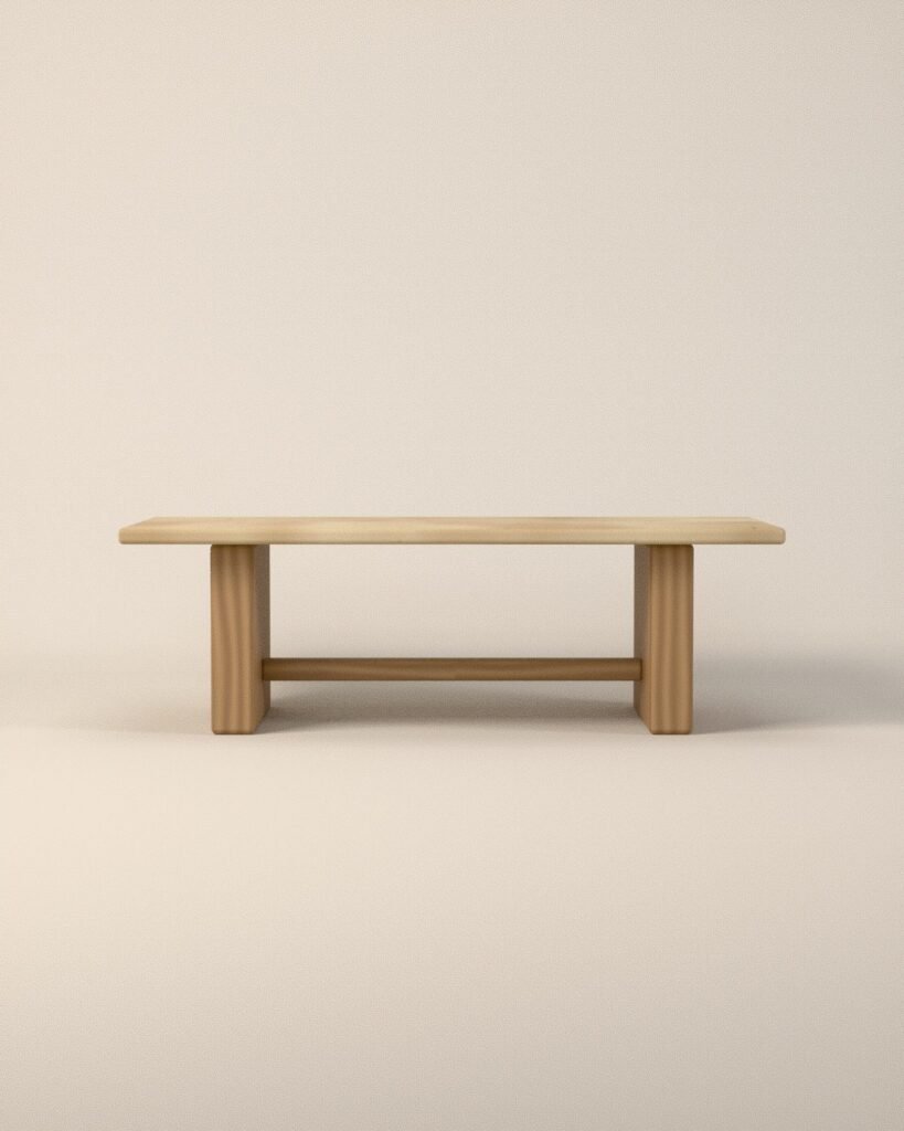 Ambleside oak and travertine coffee table, travertine, oak, front view