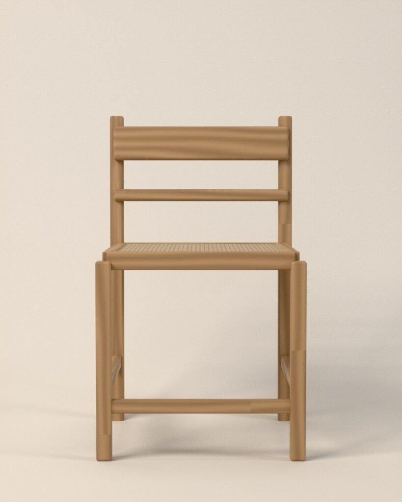 Ashby dining chair, oak, woven paper cord, front view