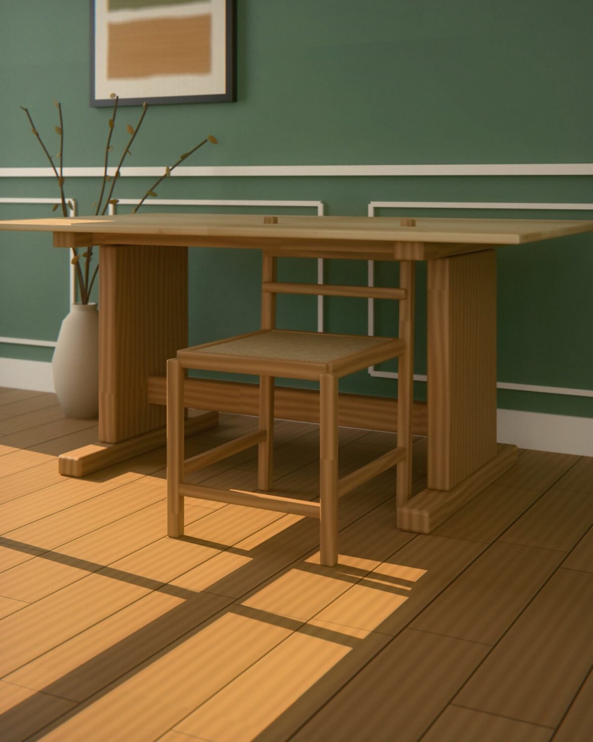 Ashby dining chair, oak, woven paper cord, in a room