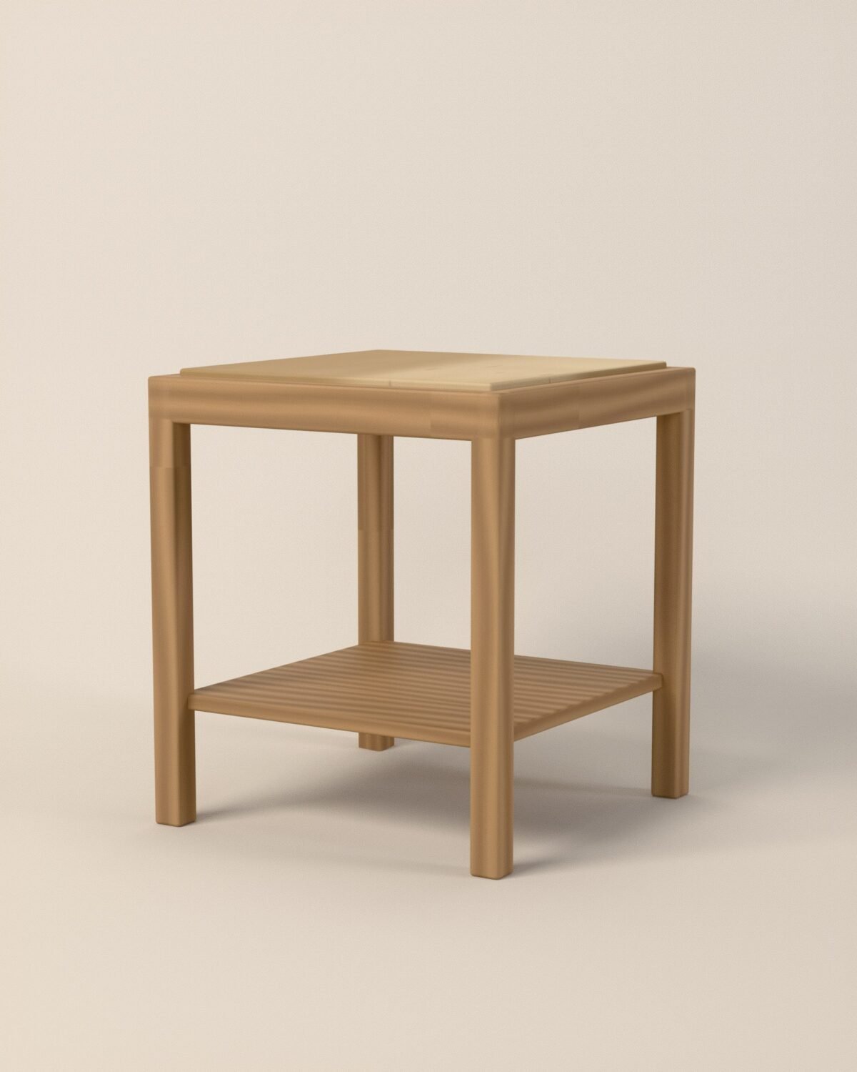 Bamburgh oak side table with travertine top, oak, travertine, three-quarter view