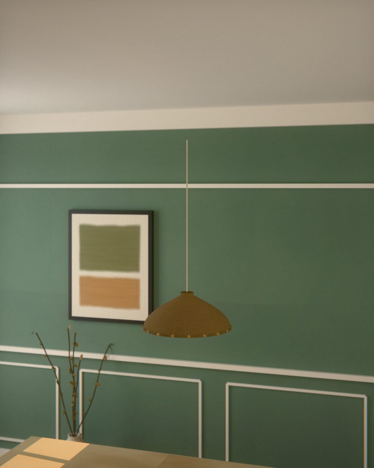 Bowness rattan pendant shade, woven rattan, in a room