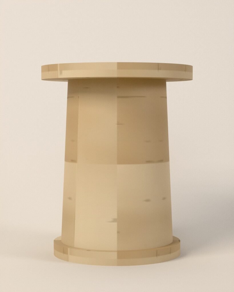 Corbridge travertine side table, travertine, front view