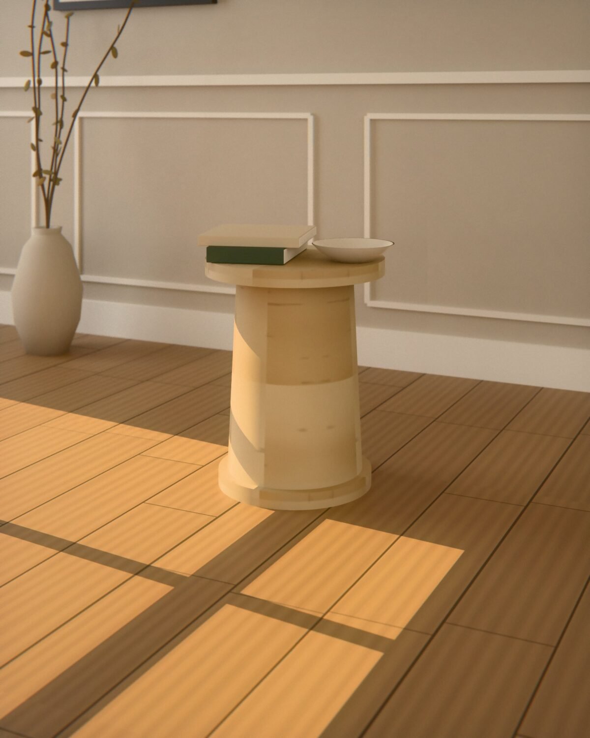 Corbridge travertine side table, travertine, in a room