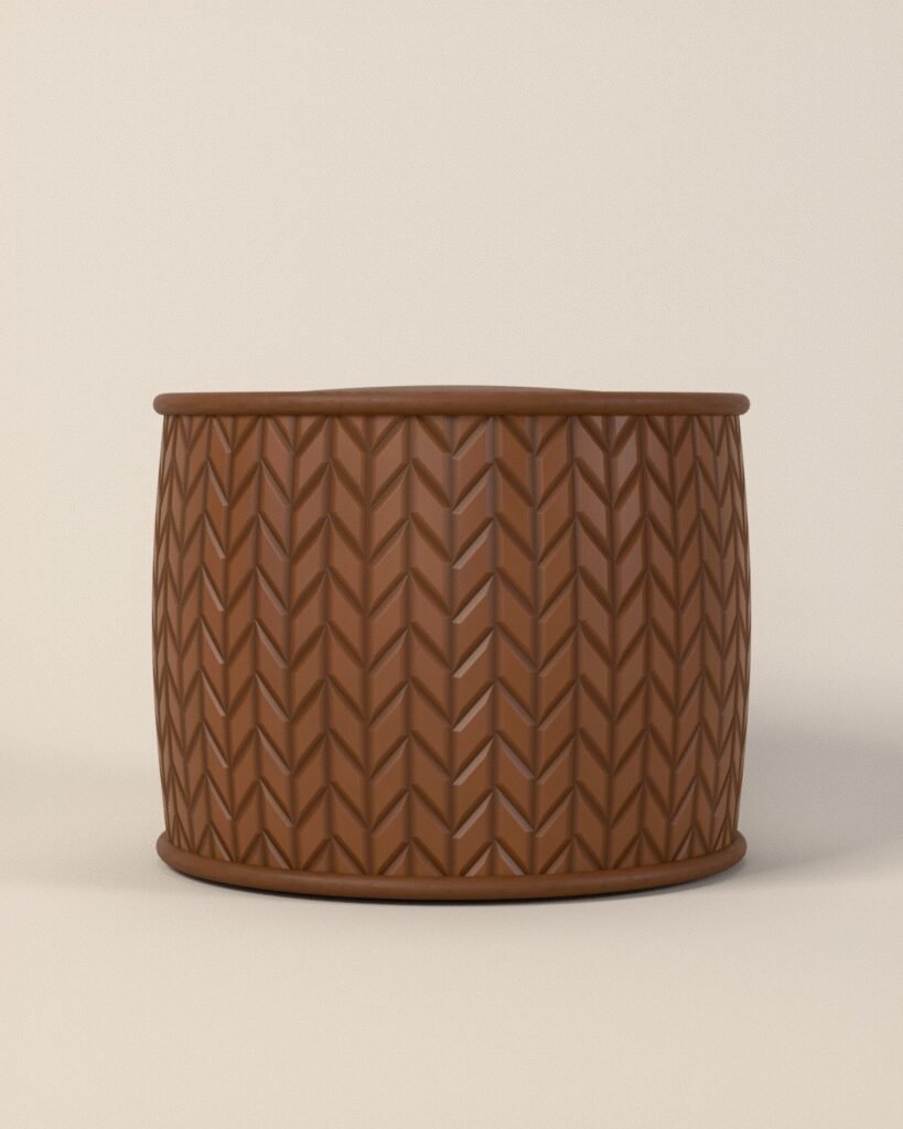 Fenwick plaited leather pouf, plaited leather, front view
