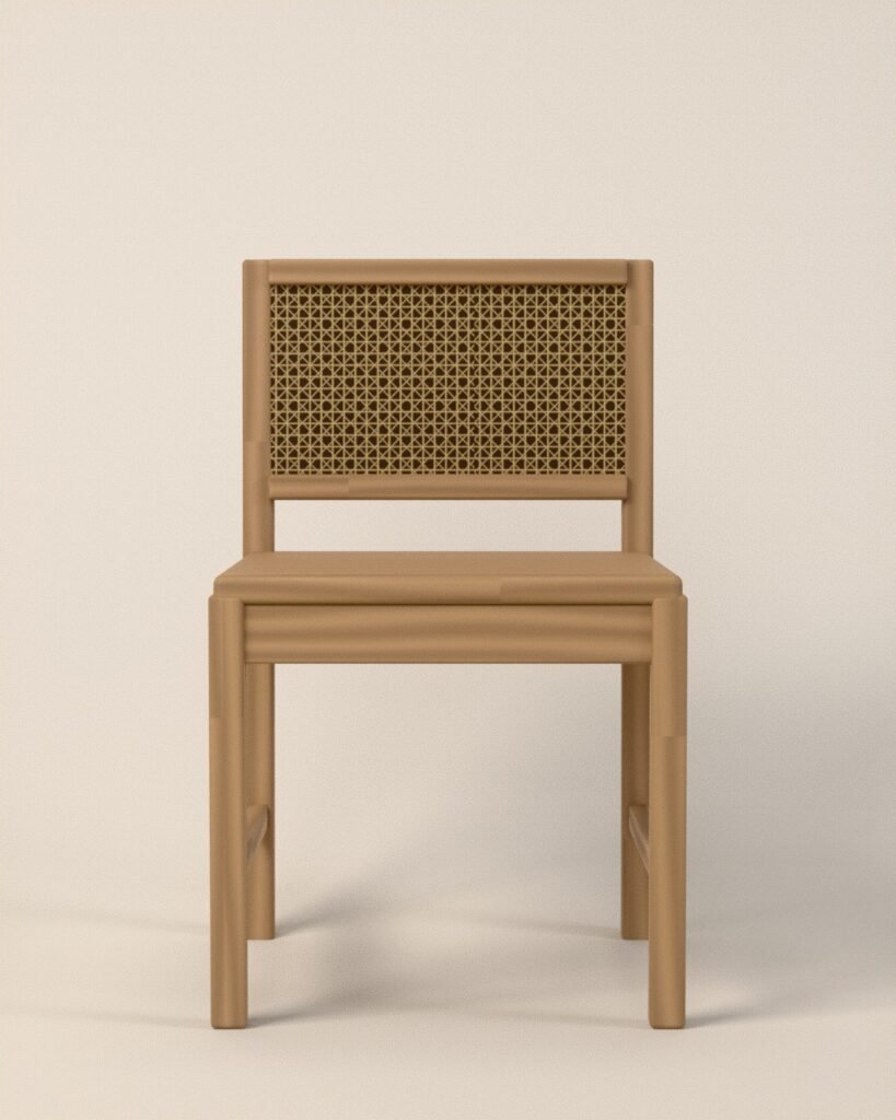 Kelso cane-back dining chair, oak, woven cane, front view