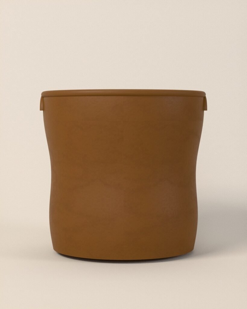 Kirkby leather log basket, leather, front view