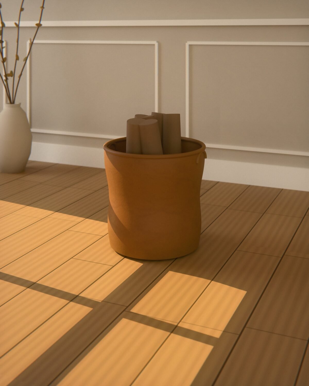 Kirkby leather log basket, leather, in a room
