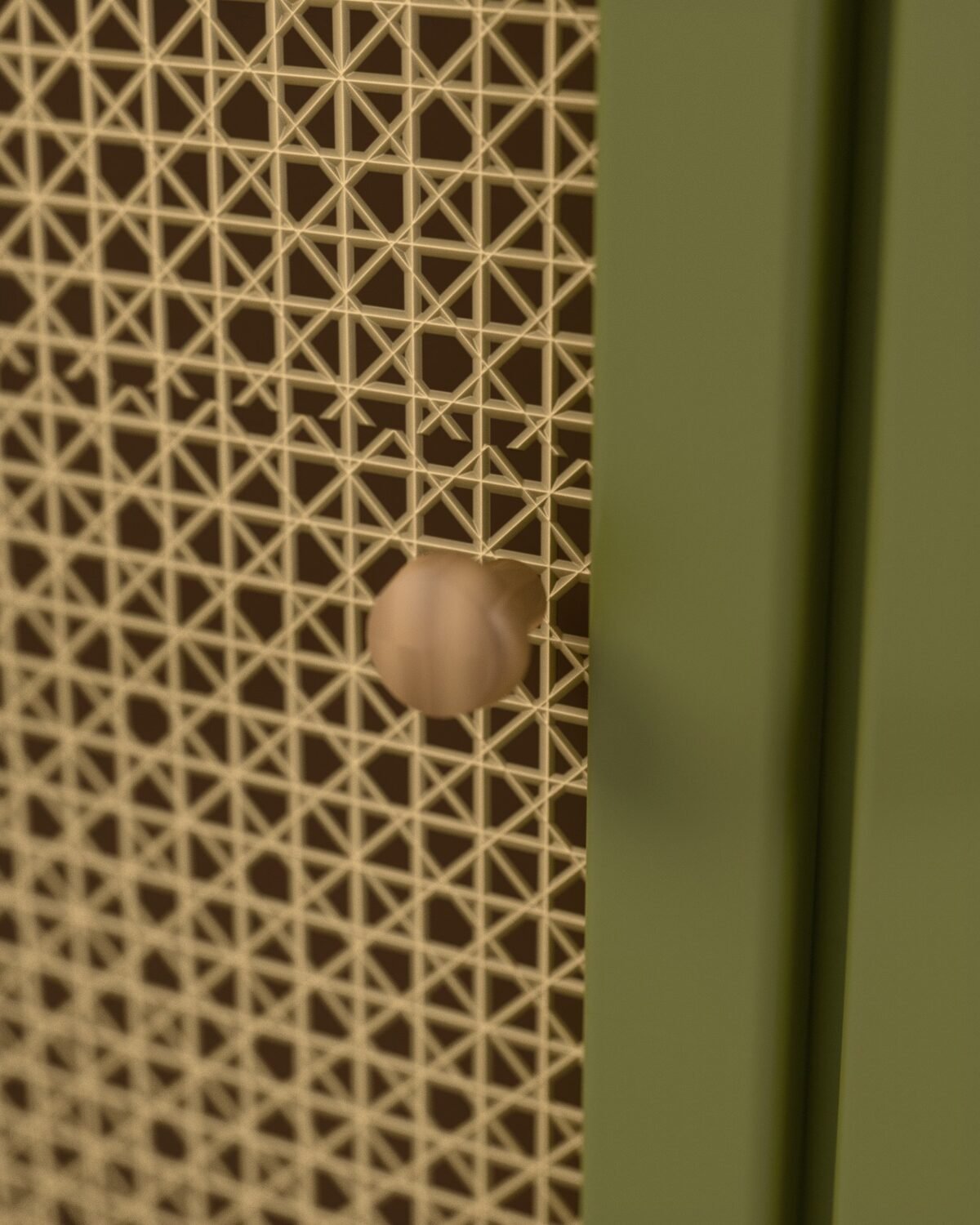 Marlow cane sideboard, lacquered ash, woven cane, close-up of the materials