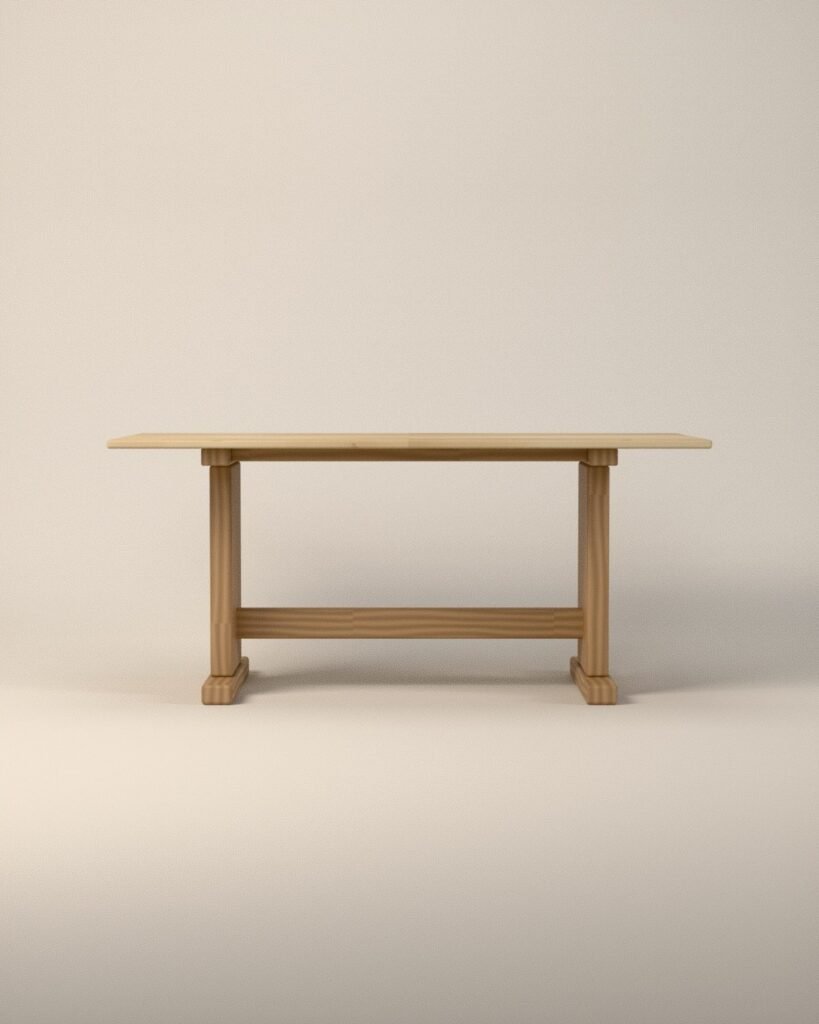 Rennick extending dining table, sintered stone, oak, front view