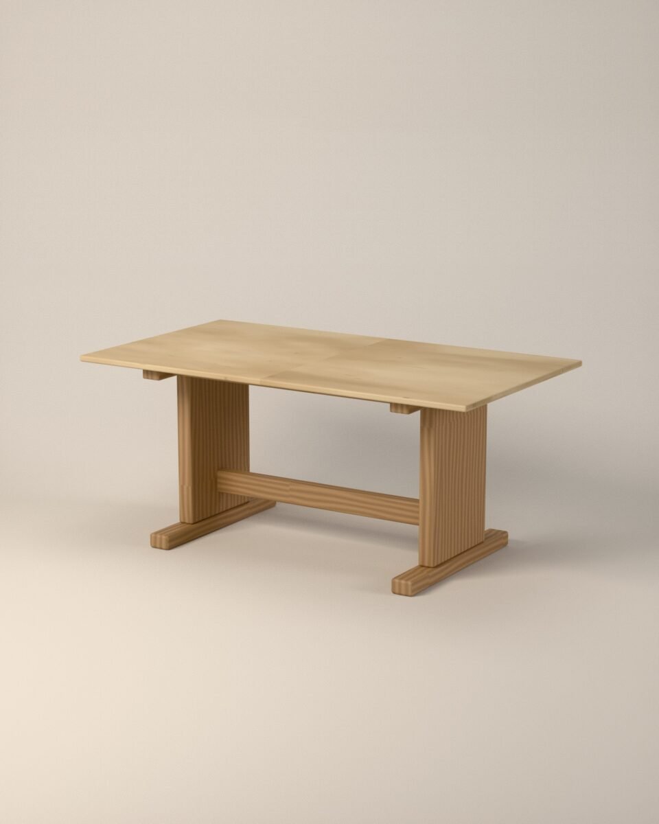 Rennick extending dining table, sintered stone, oak, three-quarter view