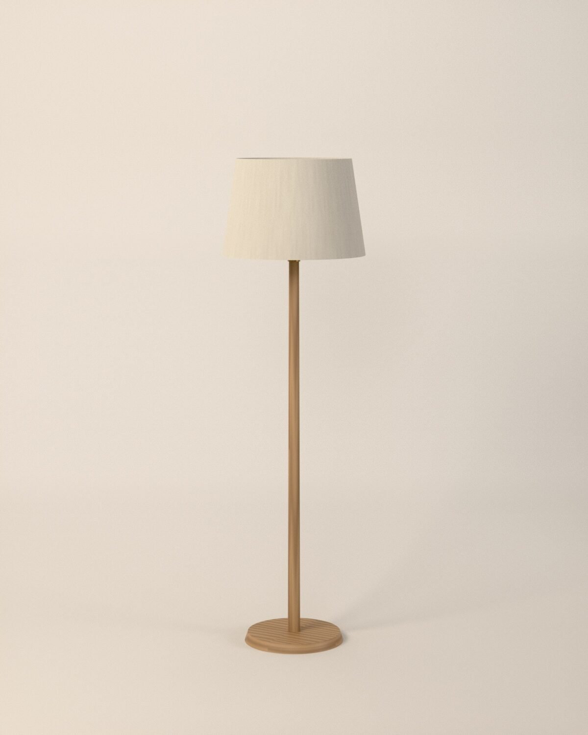 Thirsk oak floor lamp, oak, linen, three-quarter view