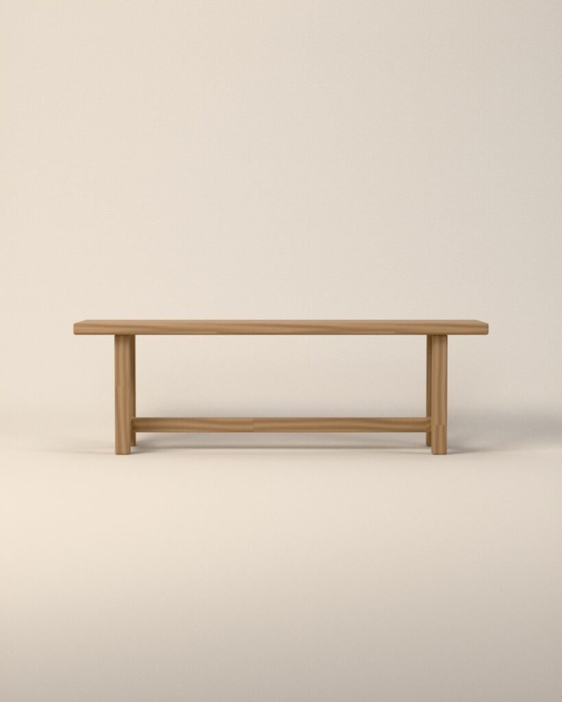 Wetherby oak bench, solid oak, front view