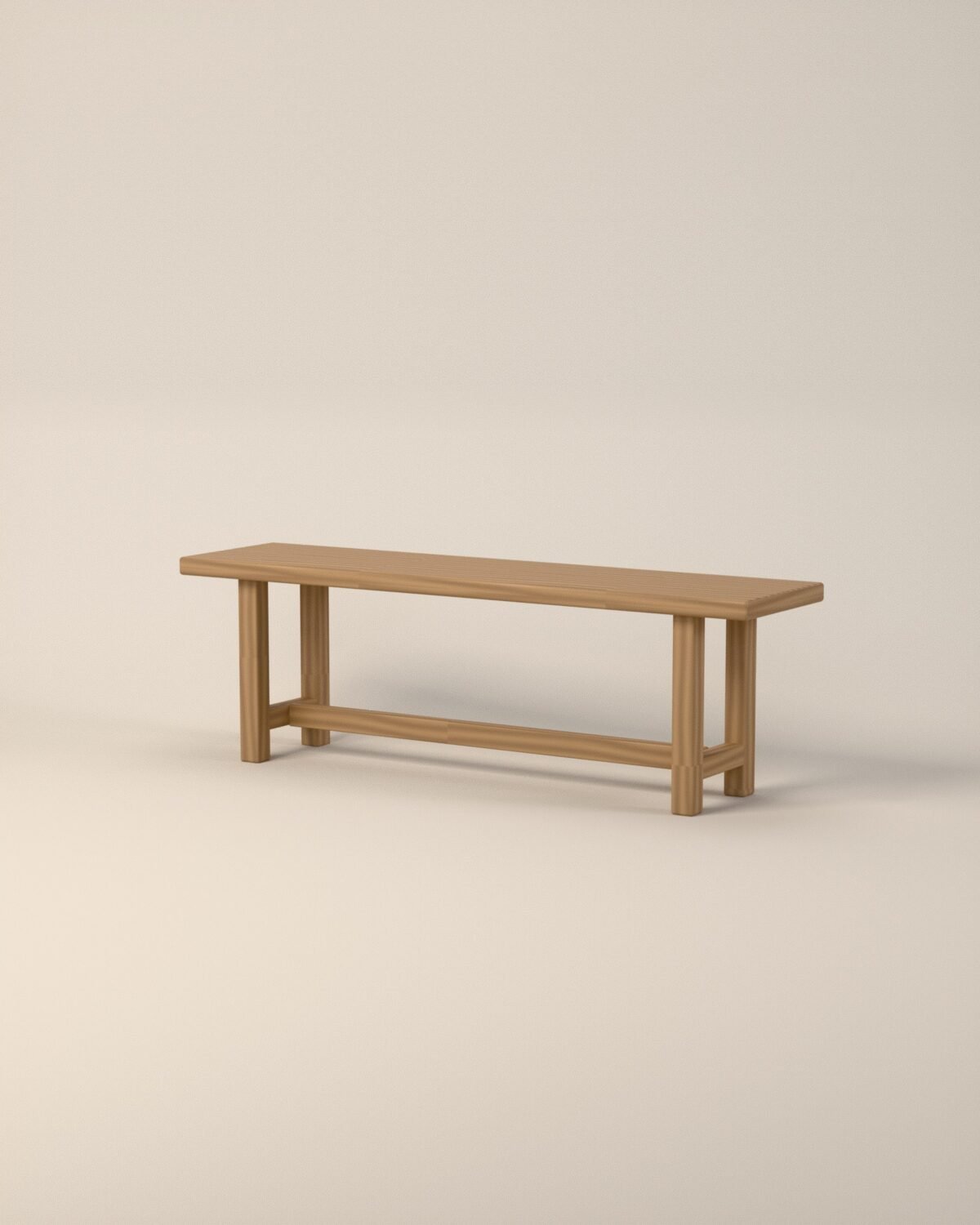 Wetherby oak bench, solid oak, three-quarter view
